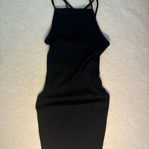 Black Ribbed Halter Sundress